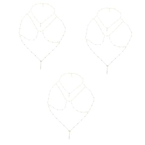 FRCOLOR 3 Stück Brustkette der Körperkette Brustkettenschmuck für Frauen Weste Körperkette Körperketten Halskette Strasskette der Brustkette Körper Halskette Bauchketten Legierung Golden von FRCOLOR