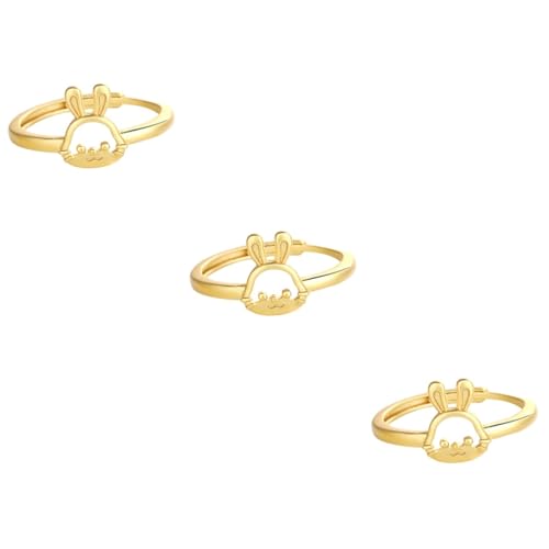 FRCOLOR 3 Stück Bunny Ring Damen Verstellbarer Tier Ring mit Süßem Hasen Design Trendiger Schmuck für Kreative Frauen Perfektes für Freunde von FRCOLOR