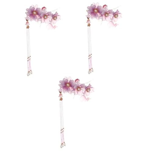 FRCOLOR 3 Stück Clip Dekorative Haarspangen Haarklammern Clips Für Mädchen Hanfu Haarschmuck Haarspange Frauen Quaste Haarspange Haarnadel Baumelnde Haarspange Acryl von FRCOLOR