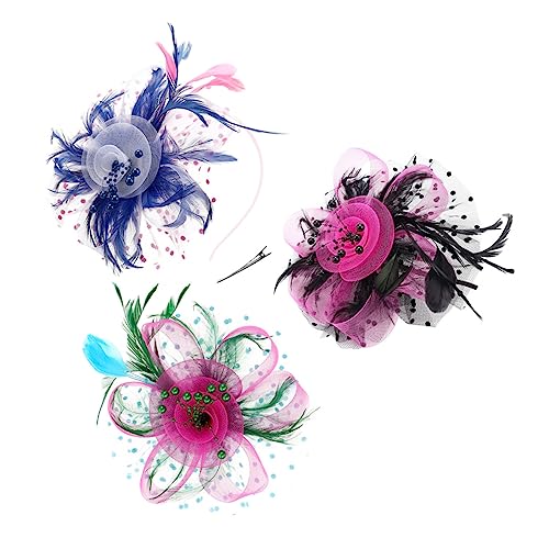 FRCOLOR 3 Stück Damen Fascinator Hüte mit Kopfband Kopfbedeckung für Tea Party Cocktail Events Hochzeiten von FRCOLOR