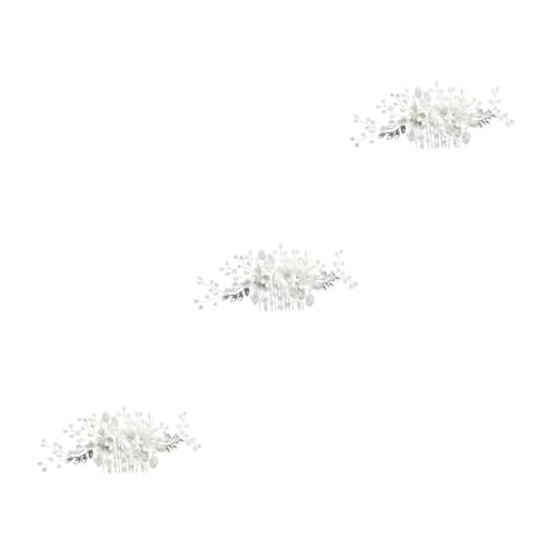 FRCOLOR 3 Stück Damen Haarkamm Damen Haarnadel Haarkamm Kopfschmuck Blumen Kopfschmuck Damen Einsatzkamm Silber von FRCOLOR