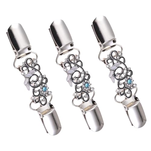 FRCOLOR 3 Stück Damen Kleidung Clips Broschen für Schals und Pullover Alloy Stoffe Fixierung Silber Accessoires für von FRCOLOR