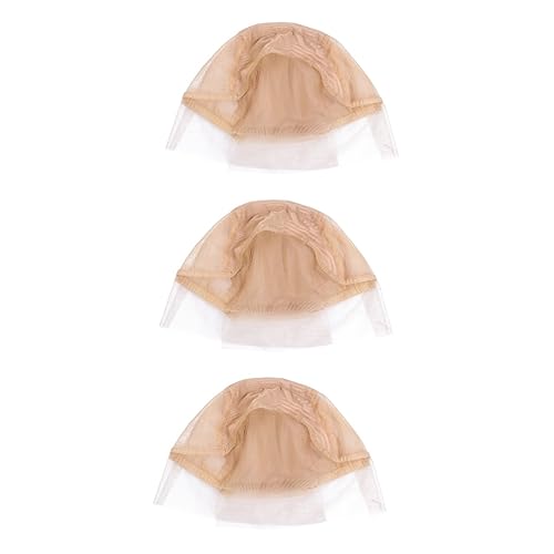 FRCOLOR 3 Stück Dehnbare Perückenzubehör Riemen Vorne Damen Verstellbares Haar Atmungsaktiv Leimlose Hüte Styling Ballettkappe Dehnbarer Netzstrumpf Beige Zopf Mit Damenkappen von FRCOLOR