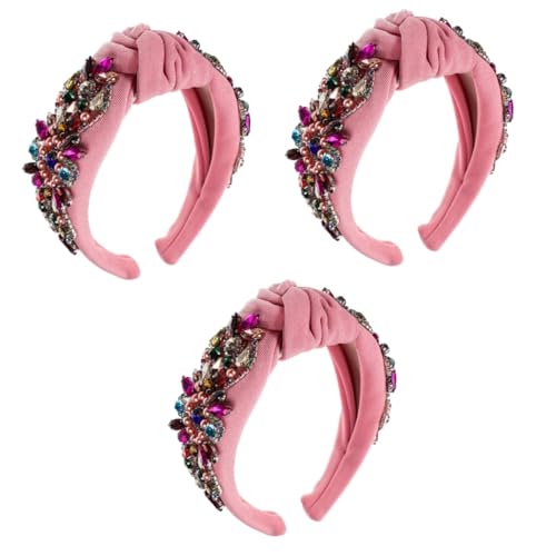 FRCOLOR 3 Stück Diamant Und Perlen Stirnband Transparenter Lippenstifthalter Schlüsselanhänger Breites Stirnband Haar Accessoires Für Mädchen Dekorative Kopfbedeckung Perlen von FRCOLOR