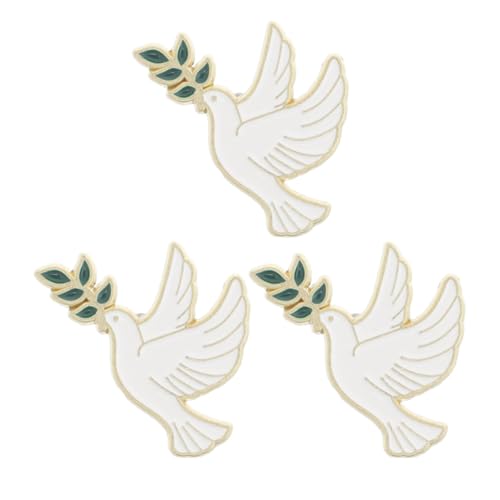 FRCOLOR 3stücke Friedenstaube Brosche Mit Olivenzweig Anstecknadeln Für Kleidung Tier-vogel-schmuck Praktisch Für Rucksäcke Und Accessoires von FRCOLOR