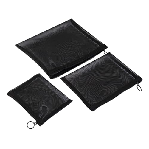 FRCOLOR Organisieren Sie Ihre Essentials Schwarzes Netz-Make-up-Organizer-etui 3-teiliges Set Reise-toilettenartikel-bleistiftetui von FRCOLOR