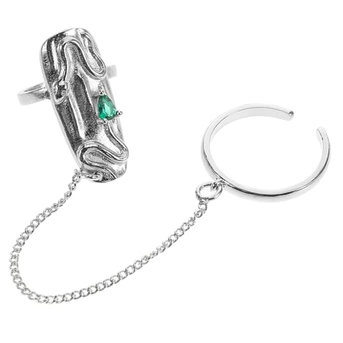 FRCOLOR 3 Stück Fingertip Ring Damen Einzigartiger Leichter Kettenring Smaragdgrünem Design für Schicke Fingernägel für Besondere Anlässe und Modebewusste Frauen von FRCOLOR