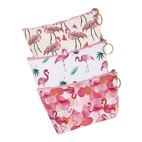 FRCOLOR 3st Flamingo-Kosmetiktasche Mini-Kosmetiktasche Schminktäschchen Für Tiere Makeup Tasche Kulturbeutel Make-up-pinselhalterbeutel Federmäppchen Pu Fräulein Geldbeutel Die Katze von FRCOLOR