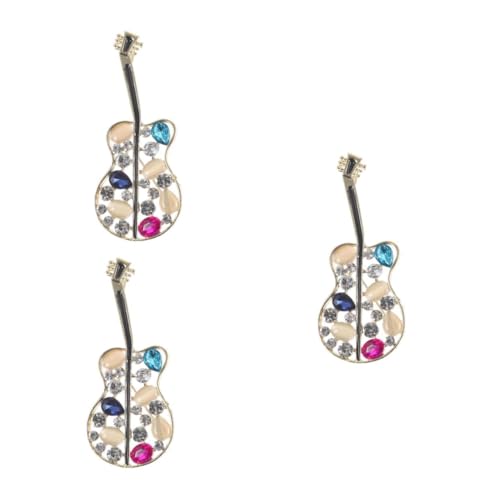 FRCOLOR 3 Stück Gitarrenbrosche Hemd Anstecknadel Musikinstrument Brosche Instrument Modische Reversbrosche Instrument Schmuck Broschennadel Zum Basteln Strass Anstecknadel von FRCOLOR