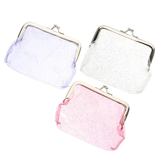 FRCOLOR 3 Stück Glitzer -Münzbrieftasche klare Geldbörse klare Handtasche Mädchen Verschlüsse Geldbörse Transparente Geldbörse Dame Geldbörsenverschluss durchsichtiger Münzbeutel Legierung von FRCOLOR