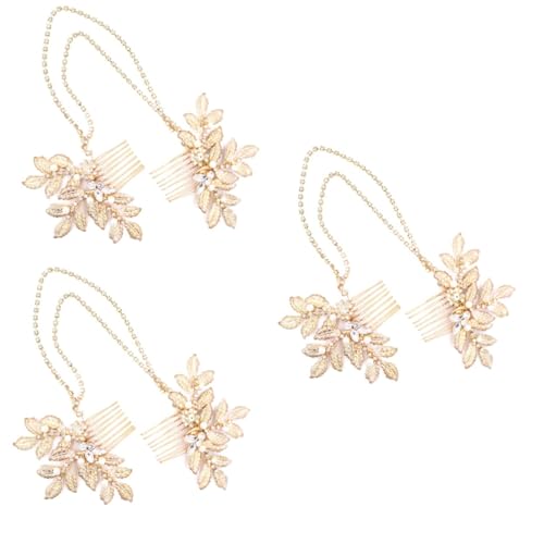 FRCOLOR 3 Stück Goldenes Blatt Kopfschmuck Tiara Braut Haarschmuck Stirn Kopfschmuck Retro Stirnkette von FRCOLOR