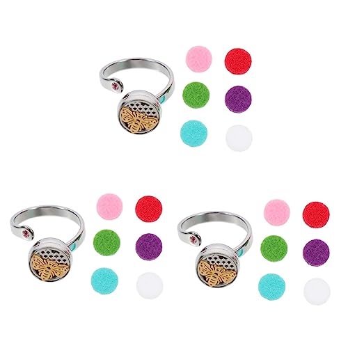 FRCOLOR 3 Stück Goldfarbene Hohl Ringe für Ätherische Öle Verstellbare Finger Ringe für Aromatherapie Kreative Schmuckgestaltung mit Bienenmotiv von FRCOLOR