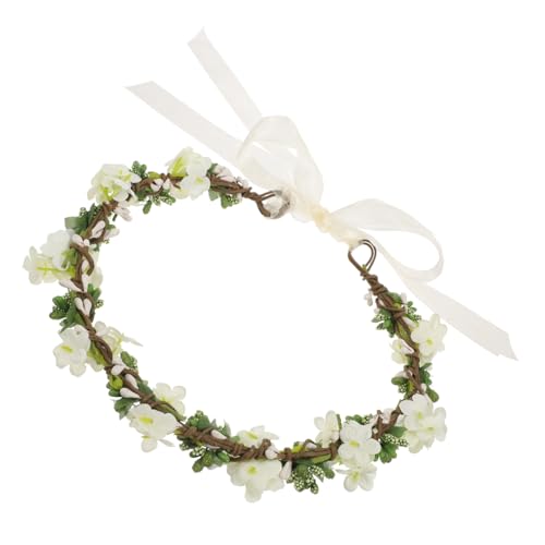 FRCOLOR 3st Hochzeit Blumen Haarband Stirnband Mit Blumenkrone Blumenstirnbänder Für Mädchen Blumenmädchenkrone Floraler Kopfschmuck Brautkranz Kopfbedeckungen Strand Mori Blütenkopf Weiß von FRCOLOR