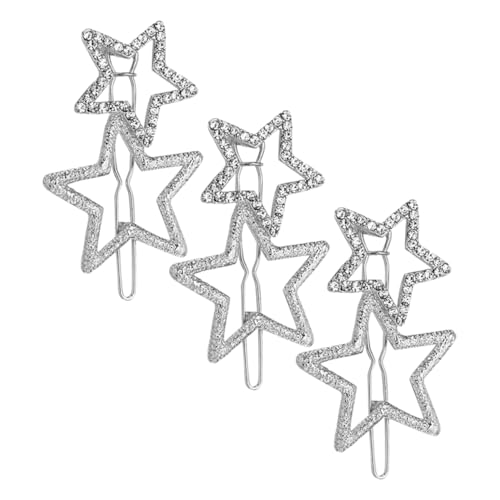 FRCOLOR 3stücke Strass-haarspangen Mit Sternen-design Bling-haarnadeln Für Frauen Und Mädchen Dekorative Haar-clips Glänzende Strass-haar-accessoires von FRCOLOR