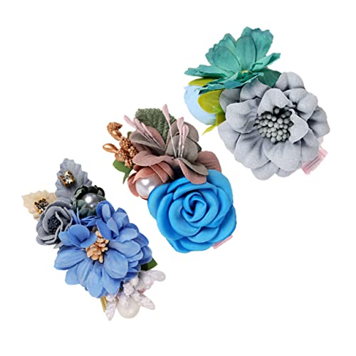 FRCOLOR 3st Haarnadel Floraler Kopfschmuck Blumenhaarspange Für Mädchen Simulation Blumenhaarspangen Seitliche Haarspange Für Mädchen Kinder Kleinkind Krokodilklemme Seidentuch Die Blumen von FRCOLOR