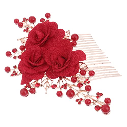 FRCOLOR 3St Brautaccessoires Haarkamm aus künstlichen Perlen Haarklammern für Frauen rote rose haarspange Tiara haarschmuck Brauthaarkamm Brauteinsatzkamm Hochzeit Kopfbedeckung Haarnadel von FRCOLOR