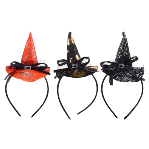 3St Halloween-Hexenhut-Stirnband Hüte Stirnband für Kinder Damen Hut Haarband Damenhut Stirnbänder für Kinder Kinderhaare Mini Spinnennetz schmücken Haarschmuck Kleinkind Hexen Hut von FRCOLOR