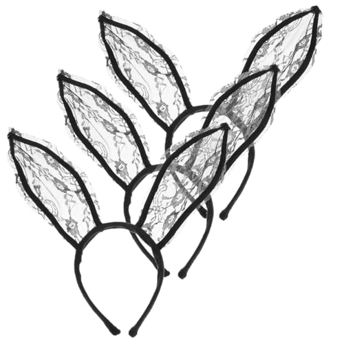 FRCOLOR 3stücke Spitzen-haarband Mit Hasenohren Halloween-kopfschmuck Party-kopfschmuck-requisite Dekorative Haarreifen Exquisiter Für Mädchen von FRCOLOR