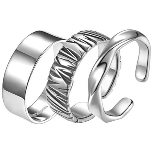 FRCOLOR 3 Stück Herren Ringe Retro Offener Bandring Gothic Schmuck Cooles Design Verstellbar Alloy Material Alltag Party Cosplay von FRCOLOR