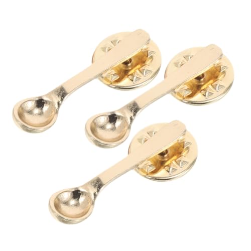 FRCOLOR 3stücke Kaffee Löffel Nette Brosche Metall Abzeichen Für Kleidung Rucksäcke Taschen Dekoration Zubehör Kaffee Liebhaber Brosche Pins von FRCOLOR