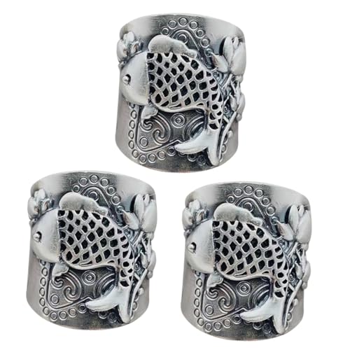 FRCOLOR 3 Stück Lotus Ring Verstellbarer Retro Fingerring für Damen Modeschmuck für Leicht Langlebig für Shopping Hochzeiten Partys Silberfarben von FRCOLOR
