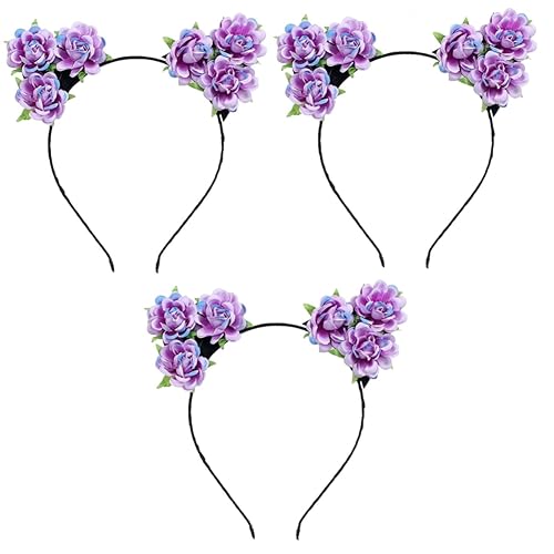 FRCOLOR 3st Haarschmuck Dekorative Haargummis Fuchsohren Stirnband Blumenstirnbänder Dekorative Stirnbänder Violett Tier Eltern-kind Hasen Ohren von FRCOLOR