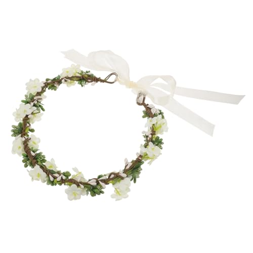 FRCOLOR Tiara 3st Blumenstirnbänder Für Mädchen Floraler Kopfschmuck Stirnband Mit Blumenkrone Hochzeit Blumen Haarband Blumenkopfschmuck Blumenmädchen Braut Weiß Haarbänder von FRCOLOR