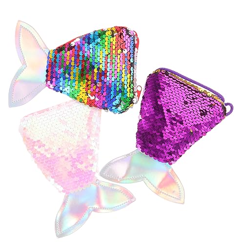 FRCOLOR 3 Stück Meerjungfrau Geldbörse aufbewahrungssack Storage Pockets Zip Wallet weihnachsgeschenke Geldbeutel Kindertasche Mädchen Geldbörsen für Multifunktionstasche Polyester von FRCOLOR