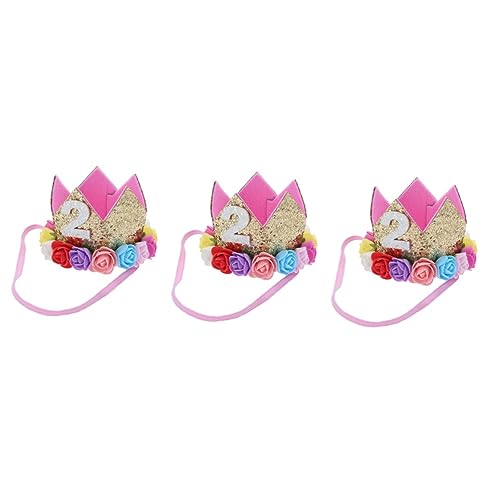 FRCOLOR 3st Prinzessin Geburtstag Hut Junge Geburtstag Kleinkind Geburtstag Geburtstagsmütze Für Mädchen 2. Geburtstag 2. Stirnbänder Haarschmuck Baby Haarkrone Europäisch Und Amerikanisch von FRCOLOR