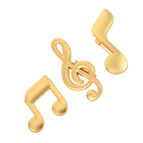 FRCOLOR 3 Stück Musiknoten Brosche Goldfarbene Anstecknadeln für Herren Jacken Hemden Mäntel Vielseitige Anstecker für Musikliebhaber Stilvolle Hemd und Mantelaccessoires von FRCOLOR