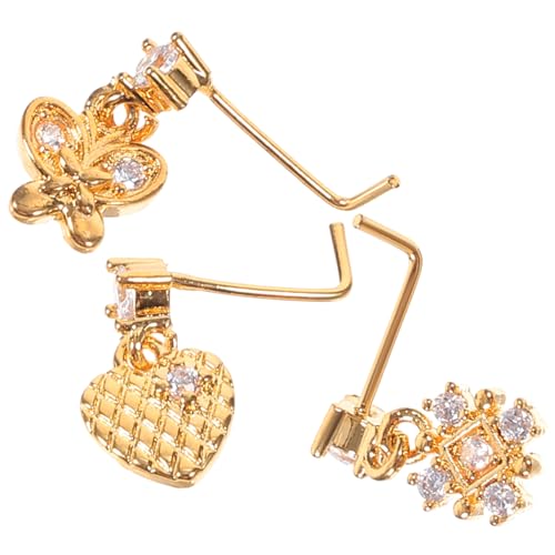 FRCOLOR 3 Stück Nasenringe Teilig Form Nasenclip Piercing mit Funkelnden Zirkonia Damen Nasenschmuck Kleine Nasenstecker Tragbar Vielseitig Kombinierbar von FRCOLOR