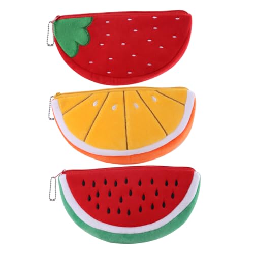 FRCOLOR 3 Stück Obststiftbeutel -Münzbrieftasche Zitrone Erdbeere geldbörse Münze Kleines Portemonnaie für Damen Kleines Schminktäschchen für die Handtasche Polyester von FRCOLOR