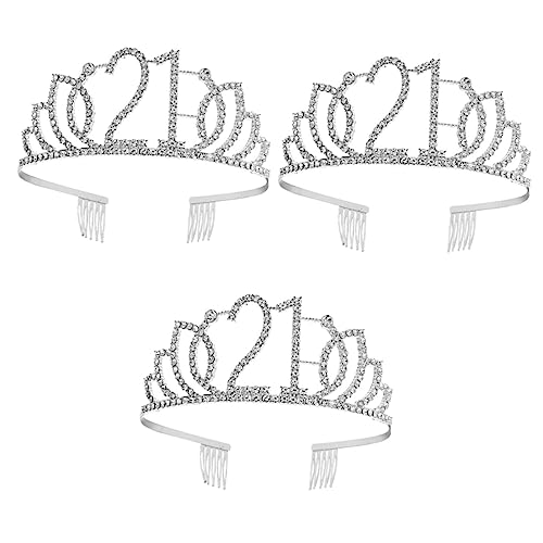 FRCOLOR 3st Geburtstag Kopfbedeckung Geburtstagskrone Kopfschmuck Kinder Geburtstagstorte Krone Topper Für Frauen Kopfbedeckung Für Damen Geburtstags-tiara Bankett Stirnband Diamant von FRCOLOR