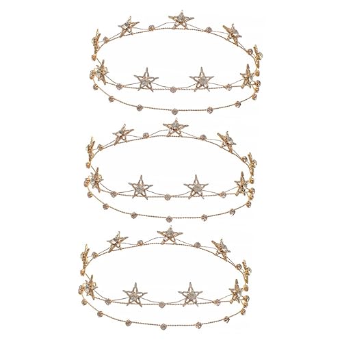 FRCOLOR 3 Stück Pentagramm-Stirnband Für Hochzeit Party Hüte Goldenes Haarband Glitzer-Stirnbänder Für Frauen Mädchen Outfit Kostüme Kleider Für Mädchen Modisches Stirnband von FRCOLOR