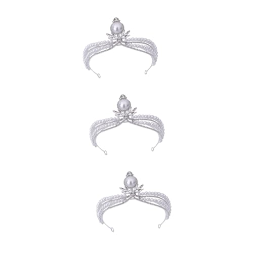 FRCOLOR 3 Stück Perlen Tiara Dekorativer Kopfschmuck Brautaccessoires Dekorative Tiara Diamant Kopfschmuck Haardekoration Krone Elegante Krone Haar Strasssteine Mädchen Tiara von FRCOLOR