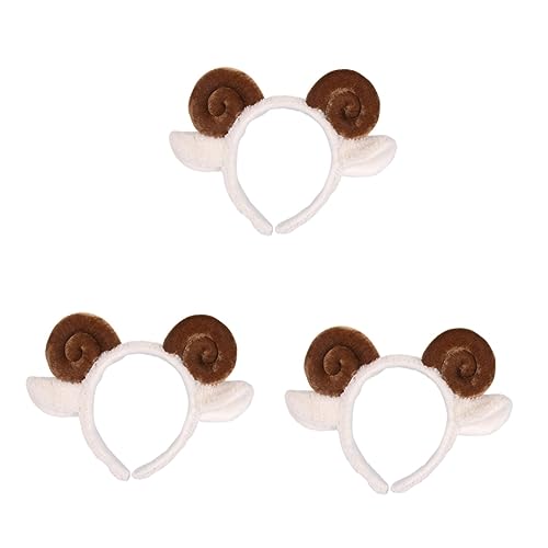 FRCOLOR 3 Stück Schafhorn-ohren Kopfbedeckung Plüsch-lammohren-mütze Für Damen Herren Jungen Und Mädchen Ohr-haarband Weicher Stoff Lichtecht Und Verformungsfrei von FRCOLOR