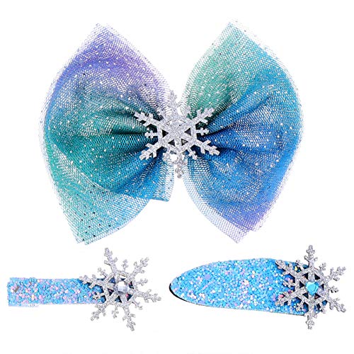 FRCOLOR 3 Stück Weihnachten Schneeflocke Haarnadeln Weihnachten Hair Snap Clips Glitter Bögen Haarspangen Mädchen Haarschmuck für Winter Hochzeit Party Dekoration von FRCOLOR