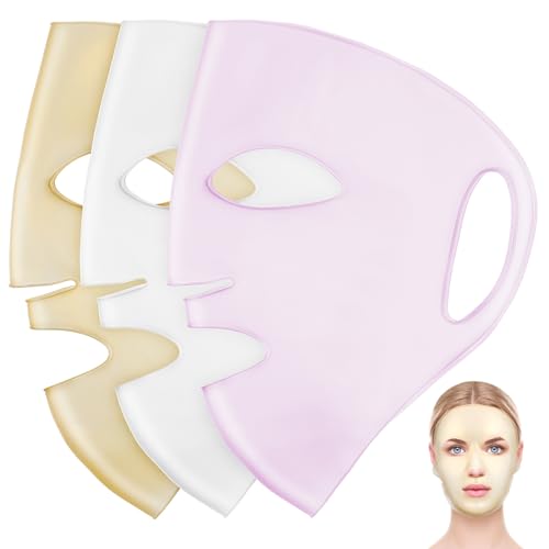 FRCOLOR 3 Stück Silikon Gesichtsmaske mit Ohrhaken Wiederverwendbar Leicht und Tragbar für Damen Beauty Spa Anwendung Verhindert Essenzverdunstung Absorption Universalgröße von FRCOLOR