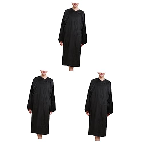 FRCOLOR Friseurkleid 3 Stück Spa-Bademäntel Nachthemden Für Damen Satin-Kimono-Anzug Haarfärbe-Schal Haarfärbeschutz Schwarze Kleidung Schutzschürze Friseurschürze Spa-Kleidung von FRCOLOR