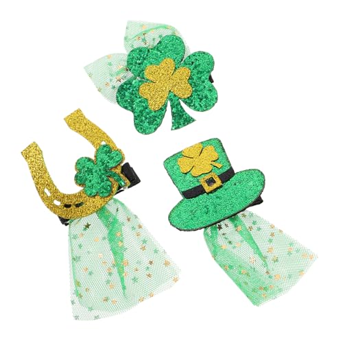 FRCOLOR 3 Stück St Patricks Day Haarspangen Glitzernde Kleeblatt Hut und Accessoires mit Grünem Schleier Irische Party Deko für Frauen FRCOLOR 3 Stück St Patricks Day Haarspangen Glitzernde Kleeblatt Hut und Accessoires mit Grünem Schleier Irische Party Deko für Frauen von FRCOLOR
