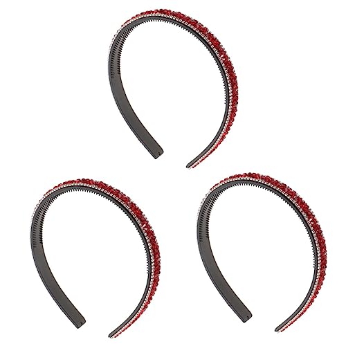 FRCOLOR 3st Strass-pailletten-stirnband Dünne Stirnbänder Für Frauen Dekorative Haarreifen Rotes Stirnband Damen Perlenstirnband Zartes Haarband Yoga-haarband Braut Strasssteine Kristall von FRCOLOR