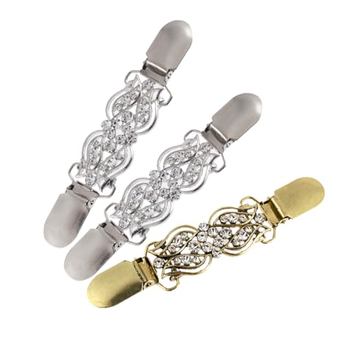 FRCOLOR 3 Stück Strass Schalclips Umhanghalter Klassischer Pullover Verschluss Damen Schmuck Elegant Tragbar Antirutsch Kompakt Modisch für Kleider und Tücher von FRCOLOR