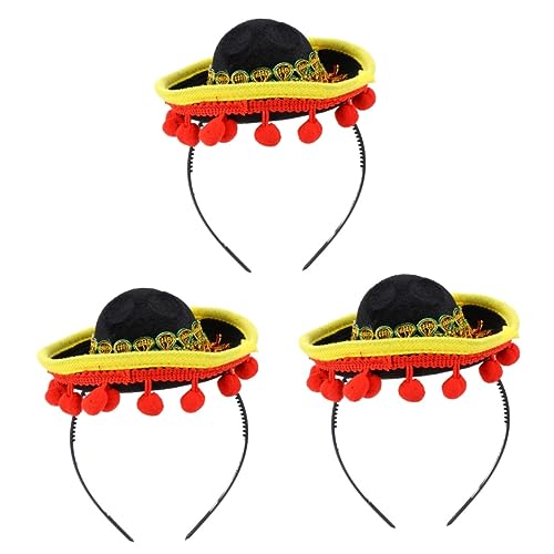 FRCOLOR 3st Mexiko Haarband Mexikanischer Sombrero-haarreifen Sombrero-stirnbandhut Mexikanische Sombrero-stirnbänder Mexikanische Hut Stirnbänder Mini-haarreifen Hawaii Kind Halloween von FRCOLOR