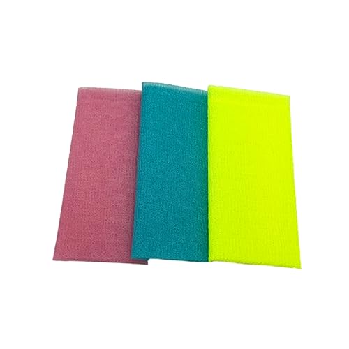 FRCOLOR 3 Stück Teiliges Badetuch mit Massagefunktion Doppelseitiger Peeling Rückenschrubber für Sanfte Körperreinigung Fördert Durchblutung Entfernt Abgestorbene Haut Zufällige Farbe von FRCOLOR