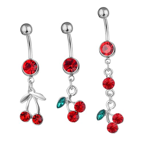 FRCOLOR 3 Stück Teiliges Bauchnabelpiercing aus mit Funkelndem und Anhänger Strahlender Rhinestone Schmuck für Damen Langlebig und Geeignet für Festliche Anlässe von FRCOLOR