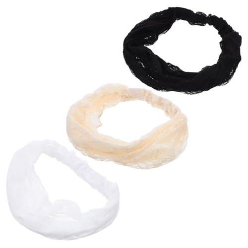 FRCOLOR 3stücke Boho-stirnband Aus Spitzen-netz Dehnbar Und Atmungsaktiv Haarschmuck Für Damen Elastische Stirnbänder Für Sommer Und Alltag Kopftuch-stirnbänder von FRCOLOR
