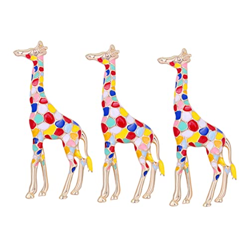 FRCOLOR 3 Stück Teiliges Giraffen Broschen Legierung und Emaille Kreative Tierbrosche für Damen Robuste Anstecknadel für Kleidung und Accessoires Langlebig und für von FRCOLOR