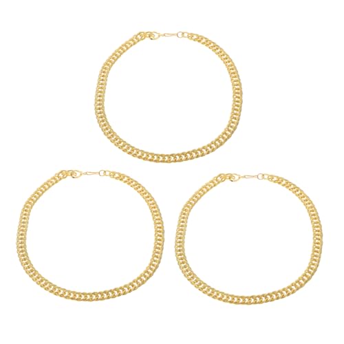 FRCOLOR 3Stücke Übertriebene Goldimitat Halskette für Männer Hip Hop Schmuck Punk Style Party Accessoire Glänzend für Freizeit und Feiern von FRCOLOR