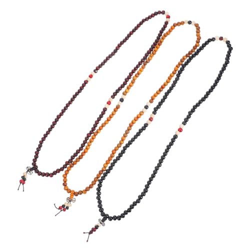 FRCOLOR 3 Stück Teiliges Holzarmband mit Perlen Mehrlagiges Buddhistisches Gebetsarmband für Männer und Frauen Meditative Holzperlen Verstellbares Elegantes Armband für und Spirituelle von FRCOLOR