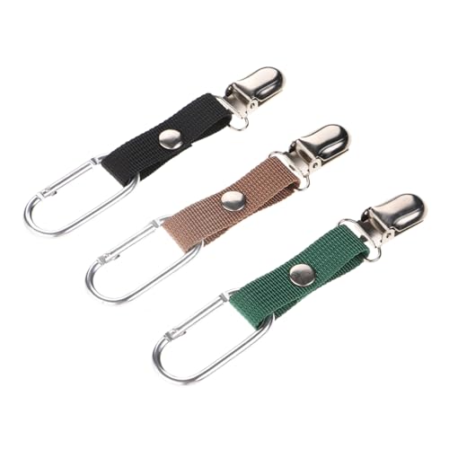 FRCOLOR 3 Stück Teiliges Hut und Schal Clip für Reisen Tragbarer Clip für Handtaschen Rucksäcke Gepäck Elastische Kappenhalter Grün Braun und Schwarz für Outdoor Aktivitäten von FRCOLOR